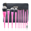 CAIRSKIN Neon Pink Makeup Brush Set - 10 Professional Brushes