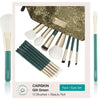 CAIRSKIN Gilt Green Brush Set 13 Professional Face & Eyes Brushes + Gold Beauty Case