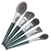 CAIRSKIN Sparkling Green Professional Makeup 5 Face Brushes Set - High Quality Vegan Brushes